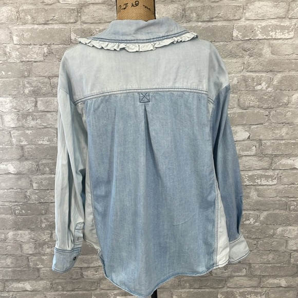 Free People Daisy Baby Button Down Top in Blue Combo - Picture 4 of 8
